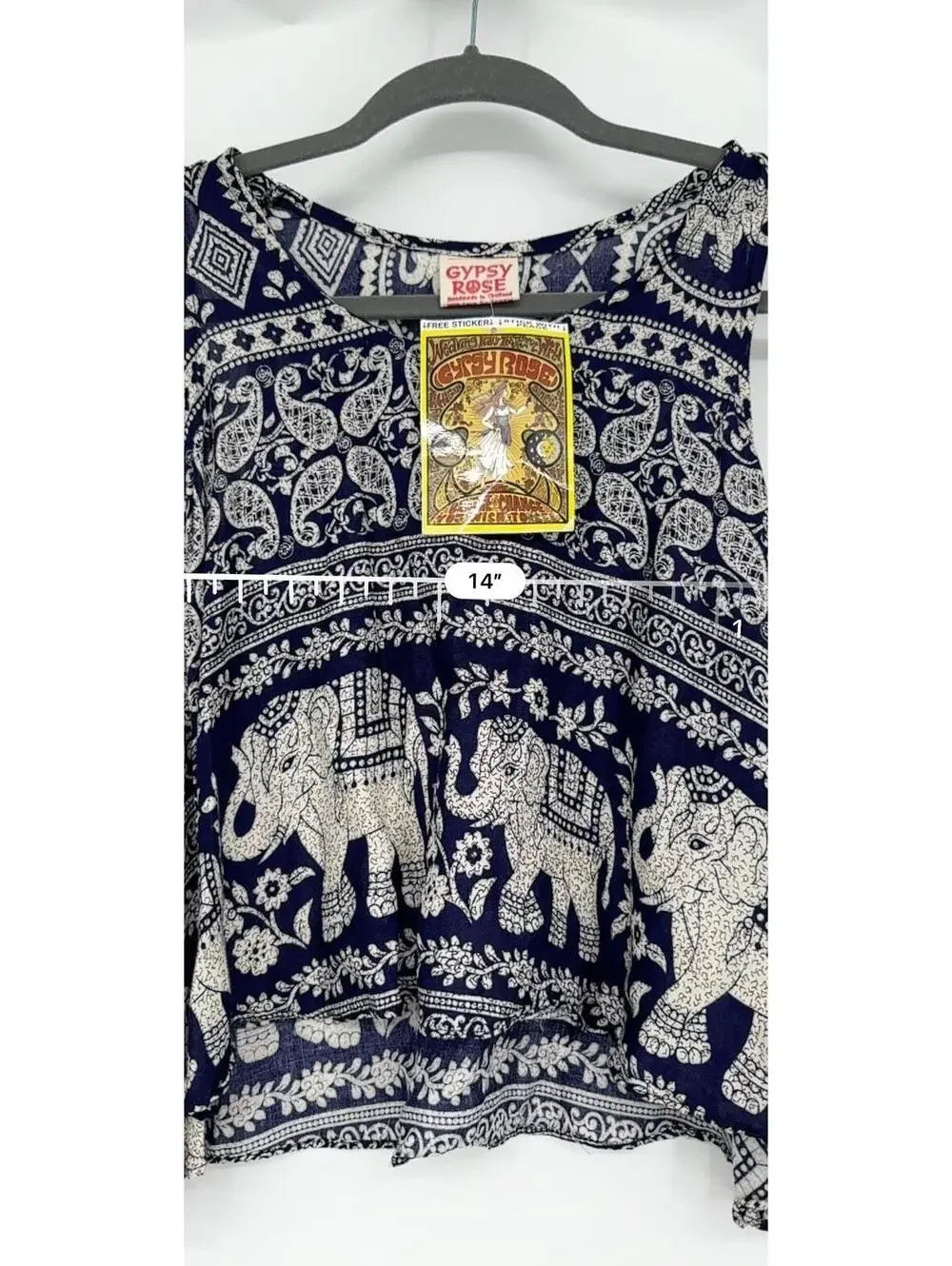 Gypsy Rose Asymmetrical Indian hippie crop top Size S it comes with free sticker